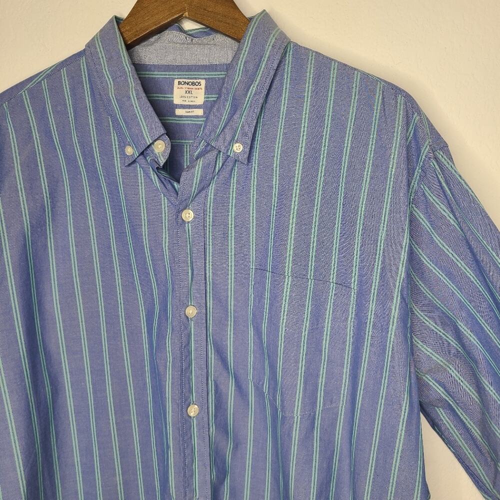 Bonobos Blue Striped Men's Button Down Shirt XXL